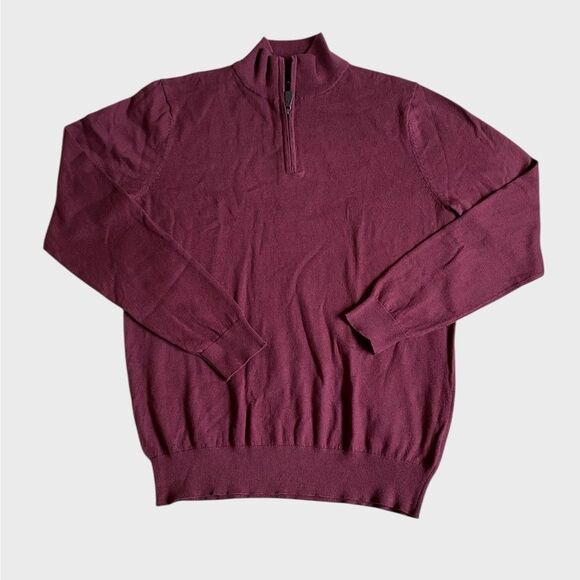 NWT Daniel Hechter Paris 1/4 Zip Cotton Cashmere Sweater Men's Size M Burgundy - Picture 11 of 13